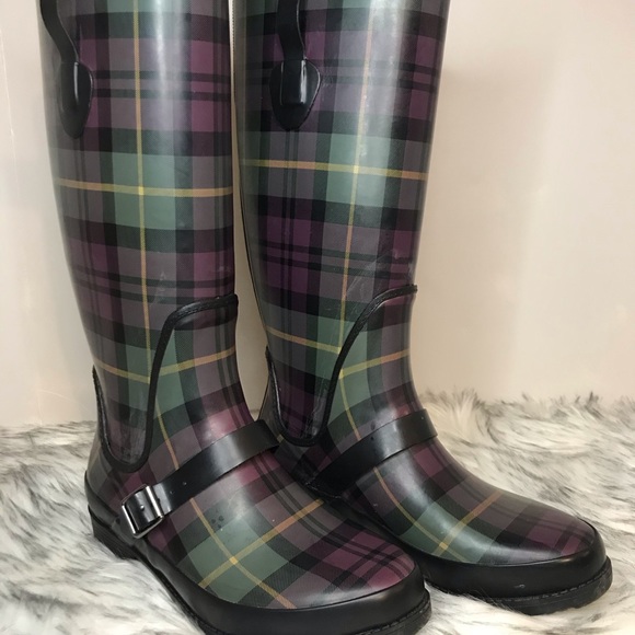L.L. Bean Shoes - LL Bean tall plaid Wellies, Ladies size 9